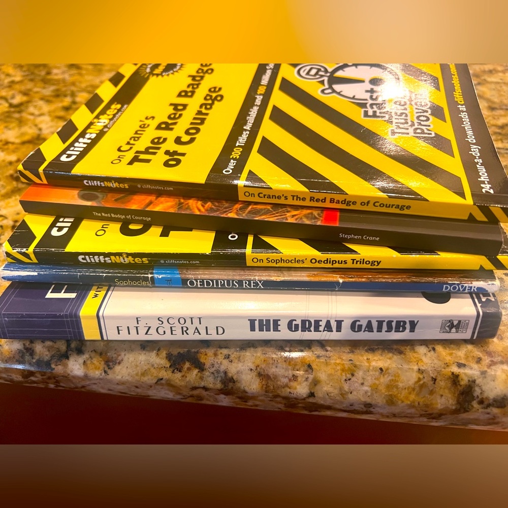 Classic Books The Great Gatsby Oedipus Rex The Red Badge of Courage +2cliffnotes